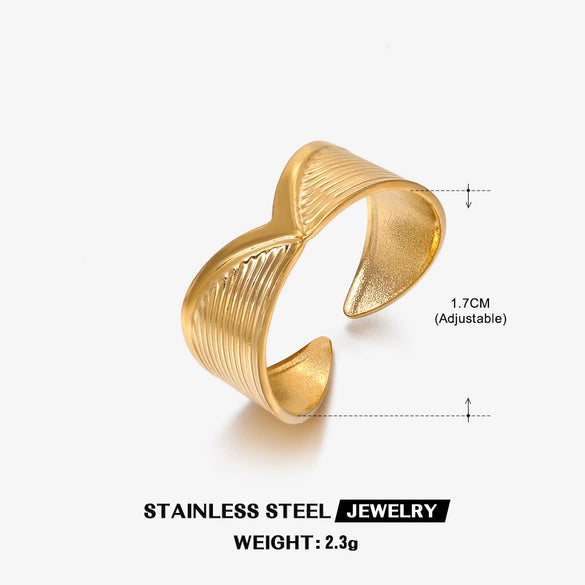 Women's Titanium Steel Geometric Retro Style 18K Gold Plated Opening Adjustable Ring