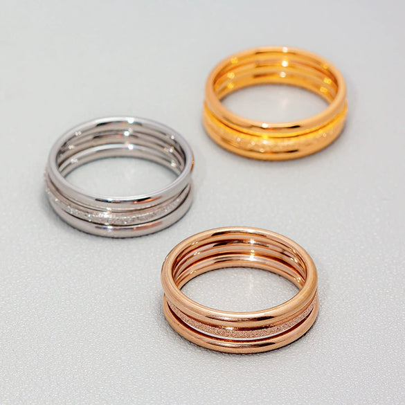 Women's Titanium Steel Geometric Ring With 18K Gold Electroplating