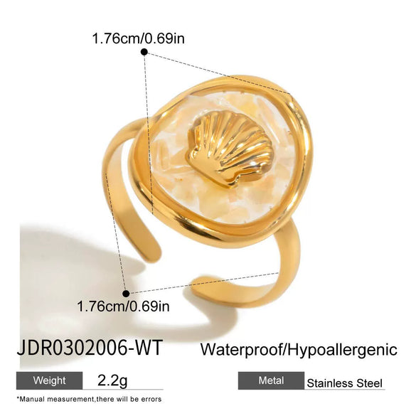 Women's Titanium Steel Geometric Ring With Oil Dropping Shattered Shellfish Design And Electroplating