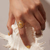 Women's Titanium Steel Geometric Ring With Oil Dropping Shattered Shellfish Design And Electroplating