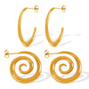 Women's 316L Stainless Steel Geometric Rotating Ring Earrings Electroplated With 18K Gold In Heavy Metal Style