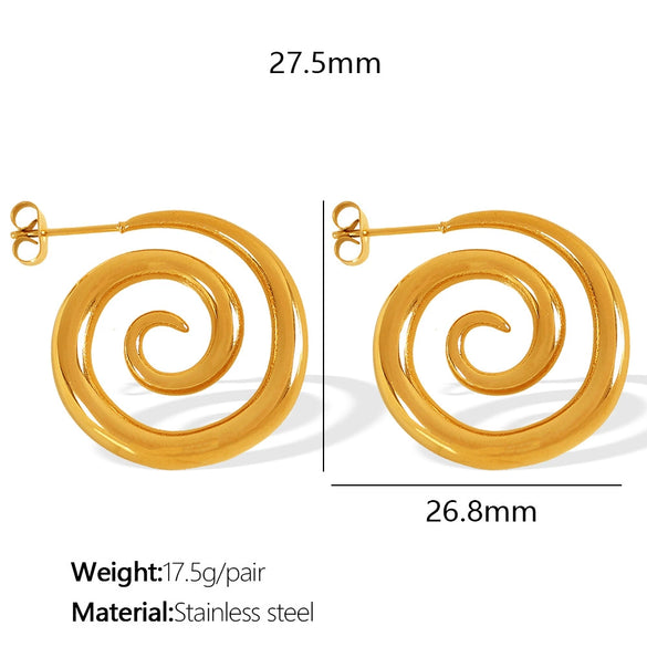 Women's 316L Stainless Steel Geometric Rotating Ring Earrings Electroplated With 18K Gold In Heavy Metal Style