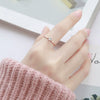 Women's Titanium Steel Geometric Six Claw Single Stone Ring Rose Gold Fine Fashion Finger Ring