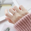 Women's Titanium Steel Geometric Six Claw Single Stone Ring Rose Gold Fine Fashion Finger Ring