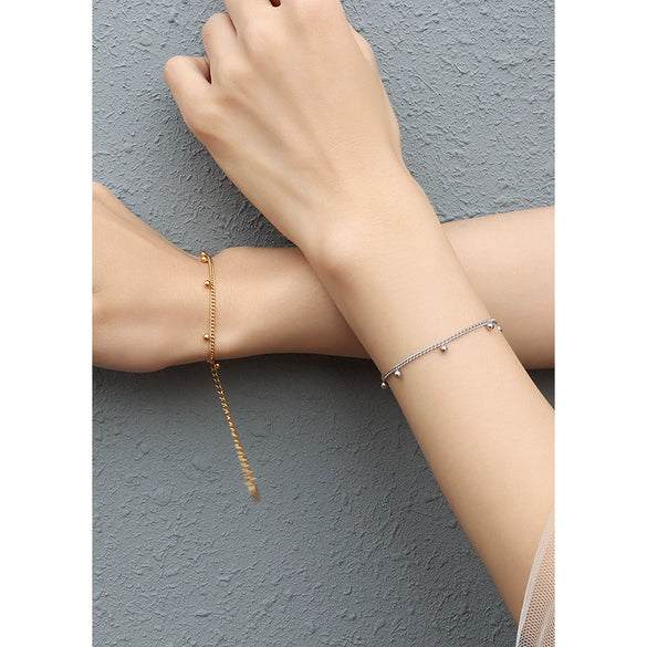 Women's 316L Stainless Steel Geometric Solid Small Steel Ball And Beads Bracelet With 18K Gold Electroplating