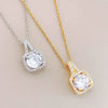 Women's Titanium Steel Geometric Square Necklace Set With Diamonds Mixed Gemstone Setting