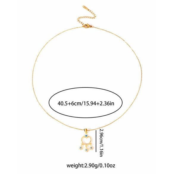 Women's Titanium Steel Geometric Star Dreamcatcher Necklace With Electroplating O Word Chain