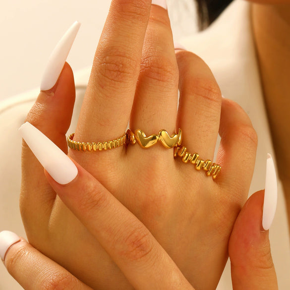 Women's Titanium Steel Geometric Style Ring With Electroplating