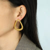 Women's 316L Stainless Steel Geometric Triangular Striped Electroplated Earrings