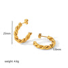 Women's Titanium Steel Geometric Twisted Cshaped Electroplated Earrings Jewelry