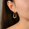 Women's Titanium Steel Geometric U Shaped Hollow Earrings With Pvd 18K Gold Electroplating