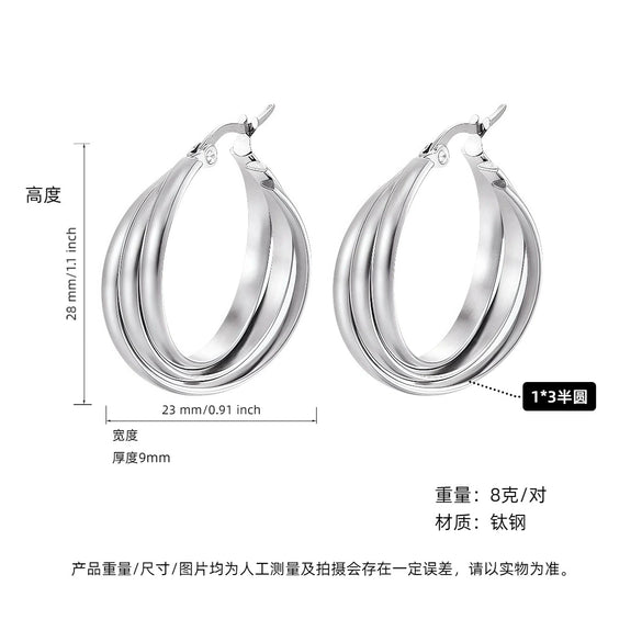 Women's Titanium Steel Geometric Ushaped Electroplated Earrings