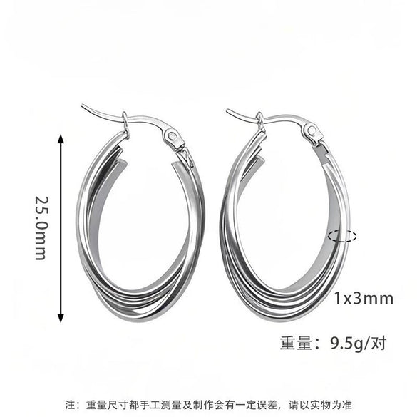 Women's Titanium Steel Geometric Ushaped Electroplated Earrings