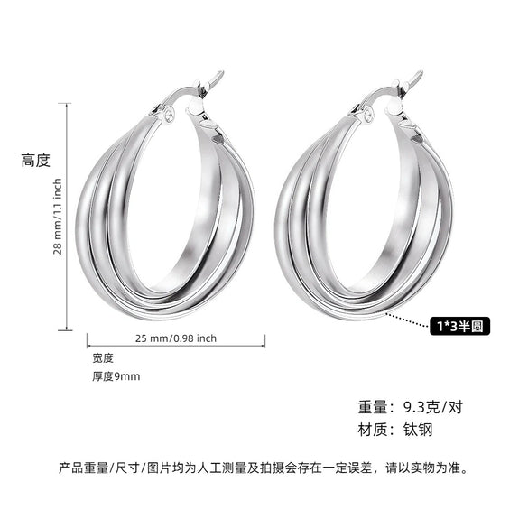 Women's Titanium Steel Geometric Ushaped Electroplated Earrings