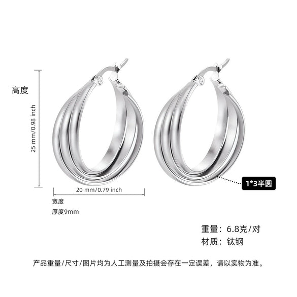 Women's Titanium Steel Geometric Ushaped Electroplated Earrings