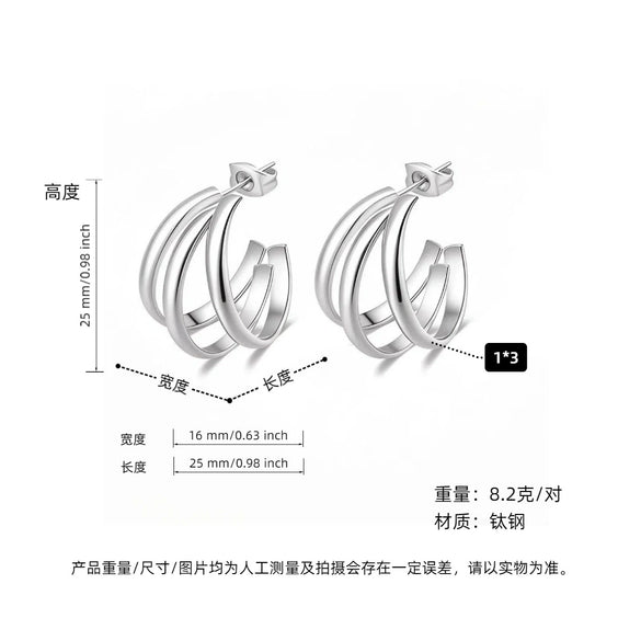 Women's Titanium Steel Geometric Ushaped Electroplated Earrings
