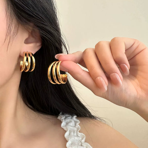 Women's Titanium Steel Geometric Ushaped Electroplated Earrings