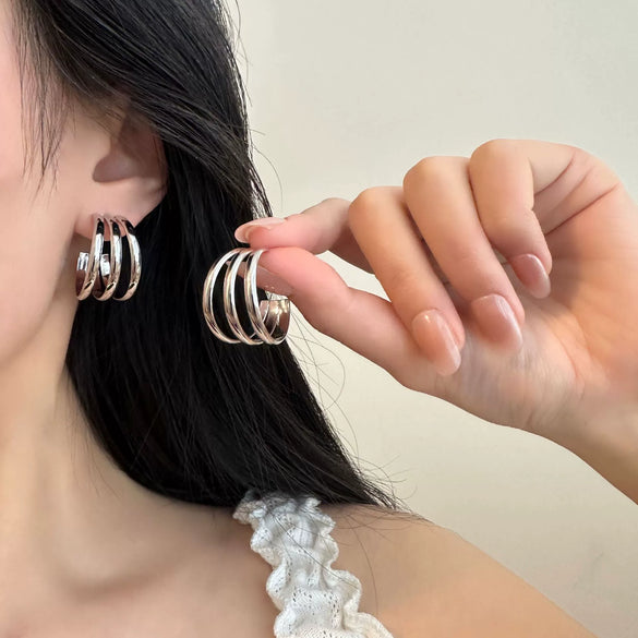Women's Titanium Steel Geometric Ushaped Electroplated Earrings