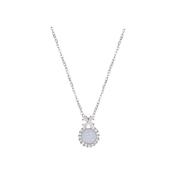 Women's Titanium Steel Geometric Zircon Pendant Necklace With Electroplating