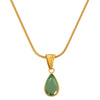 Women's 316L Stainless Steel Glass Stone Water Drop Pendant Necklace With Geometric Pattern And Electroplating Design