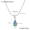Women's 316L Stainless Steel Glass Stone Water Drop Pendant Necklace With Geometric Pattern And Electroplating Design