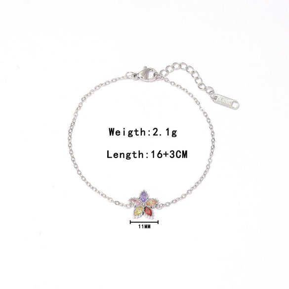 Women's Titanium Steel Gold Plated Geometric Flower Bracelet With Electroplating Simple Style