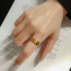 Women's Titanium Steel Gold Plated Geometric Frosted Couple Pair Ring Tail Ring