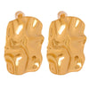 Women's 316L Stainless Steel Gold Plated Geometric Irregular Square Pleated Earrings Jewelry