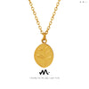 Women's Titanium Steel Gold Plated Leaf Oval Pendant Necklace Geometric Clavicle Chain With Electroplated Finish