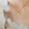 Women's Titanium Steel Gold Plated Leaf Oval Pendant Necklace Geometric Clavicle Chain With Electroplated Finish