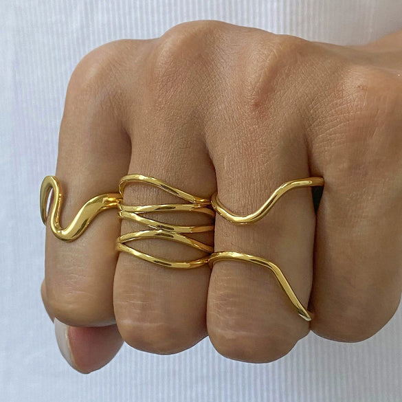 Women's Titanium Steel Gold Plated Non Fading Ring With Geometric Design Light Luxury Stainless Steel Jewelry And High End Accessories Electroplating Processing