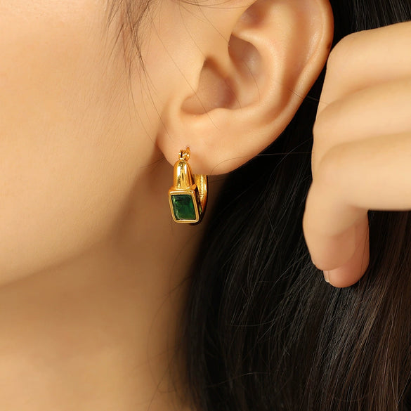Women's 316L Stainless Steel Gold Plated Retro Geometric Artistic Earrings
