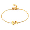 Women's Titanium Steel Gold Tone Electroplated Letter Bracelet With Rhinestone Accents Simple Text Style Jewelry
