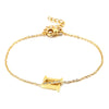 Women's Titanium Steel Gold Tone Electroplated Letter Bracelet With Rhinestone Accents Simple Text Style Jewelry