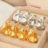 Women's 316L Stainless Steel Goldplated Geometric Ushaped Embossed Earrings