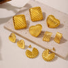 Women's 316L Stainless Steel Goldplated Geometric Vertical Stripes Love Shape Earrings