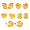 Women's 316L Stainless Steel Goldplated Geometric Vertical Stripes Love Shape Earrings