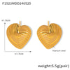 Women's 316L Stainless Steel Goldplated Geometric Vertical Stripes Love Shape Earrings