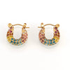 Women's 316L Stainless Steel Goldplated Ushaped Geometric Full Diamond Zircon Inlaid Personality Trendy Fashion Light Luxury Style Earrings