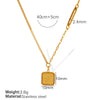 Women's 316L Stainless Steel Heart And Geometric Square Pendant Necklace Simple Texture Electroplated