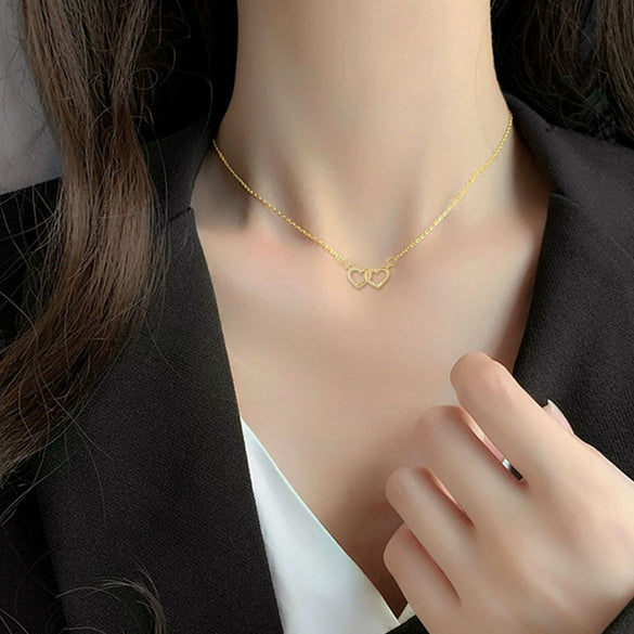 Women's Titanium Steel Heart Clavicle Chain Pendant Necklace