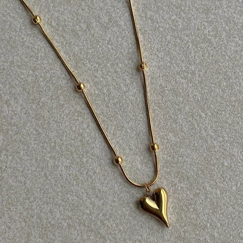 Women's Titanium Steel Heart Pendant Love Necklace With Snake Bone Chain Electroplated Style