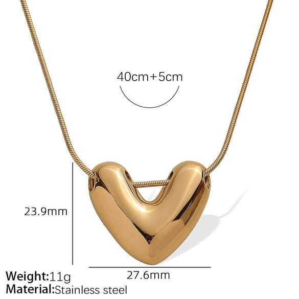 Women's 316L Stainless Steel Heart Pendant Necklace With Electroplating Treatment
