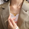 Women's 316L Stainless Steel Heart Pendant Necklace With Electroplating Treatment