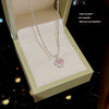 Women's Titanium Steel Heart Pendant Necklace With Mixed Gem Inlay And Zircon Inlaid Design Simple Style