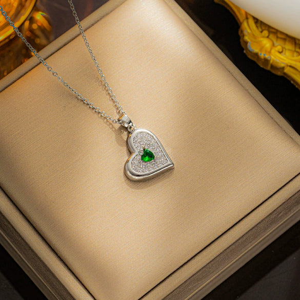 Women's Titanium Steel Heart Shape Geometric Exquisite Electroplating Pendant Necklace Ochain