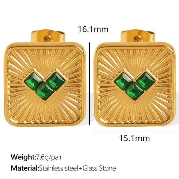 Women's 316L Stainless Steel Heart Shaped Inlaid Zircon Jewelry Set Earrings Necklace With Electroplating And Fashion Geometric Style