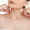Women's Titanium Steel Heartshaped Handinlaid Zircon Doublelayer Clavicle Necklace Bracelet Set Pvd Electroplated Gold Color Preservation Light Luxury Style