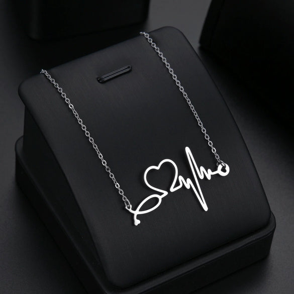 Women's Titanium Steel Heartshaped Pendant Necklace With Electroplating Polishing And Ochain