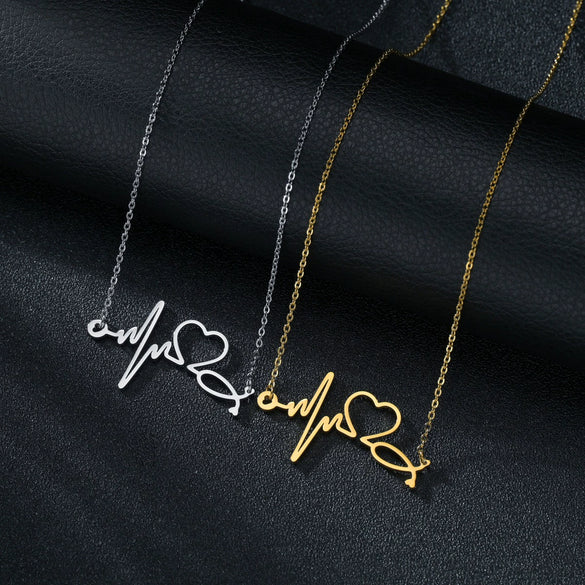 Women's Titanium Steel Heartshaped Pendant Necklace With Electroplating Polishing And Ochain